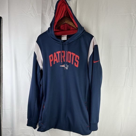 Nike Other - New England Patriots Sweatshirt Men XXL Blue Nike NFL Therma Fit Hoodie On Field